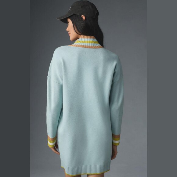 NEW Maeve Size M, Women's Varsity Half-Zip Tunic Mini Sweater Dress - Blue Motif - Picture 4 of 4